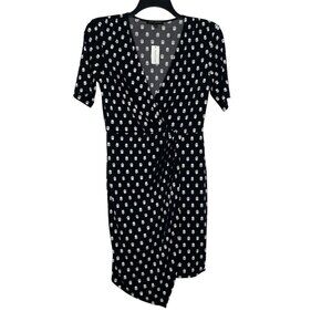 Banana Republic Womens Faux Wrap Dress Size Small Floral V-Neck Short Sleeves